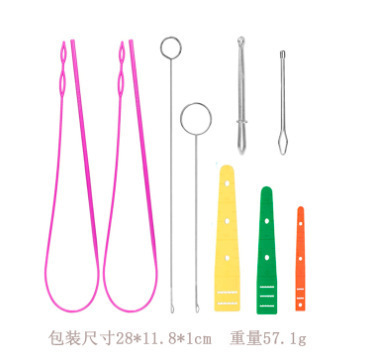 Juego de enhebrador de banda elástica de Amazon, cable de banda elástica de plástico largo, enhebrador de cuerda de doble orificio, clip de cinturón