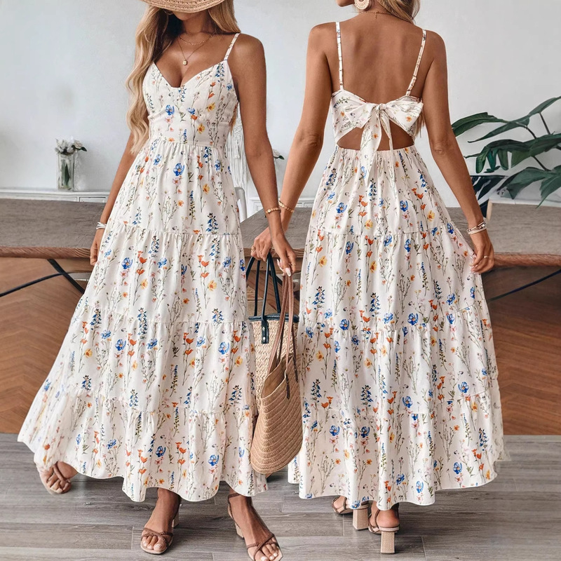 Bohemian Cross-Border Spot 2026 Spring and Summer New Style Women's Elegant Holiday Fashion European and American Suspender Dress for Women
