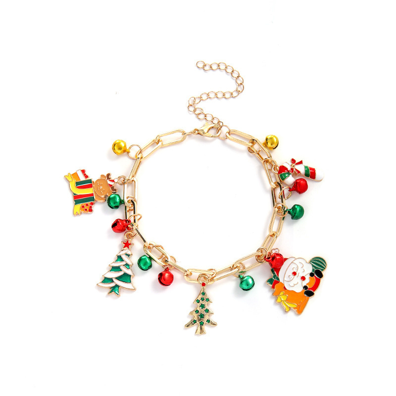 Navidad europea y americana transfronteriza nueva creativa de dibujos animados de Navidad pan de jengibre hombre de Navidad colgante de árbol de Navidad pulsera de aleación al por mayor image 18