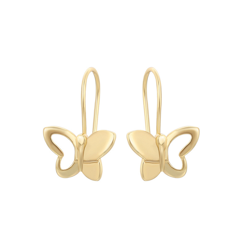 Xuping chapado 14k mariposa gancho de orejas hebilla de aleación de cobre simple Europa y América transfronteriza brillante pendientes de orejas al por mayor mujeres