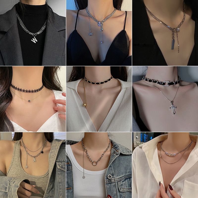 2021 new necklace female clavicle chain INS hip hop light luxury design, cold, simple, simple, necklace