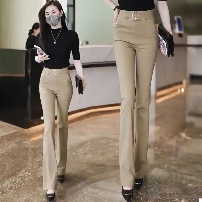 2024 Summer New Arrival High Waist Dummy Wide Leg Pants Women's plus size Loose Slimming Straight Leg Pants Women's Casual Pants