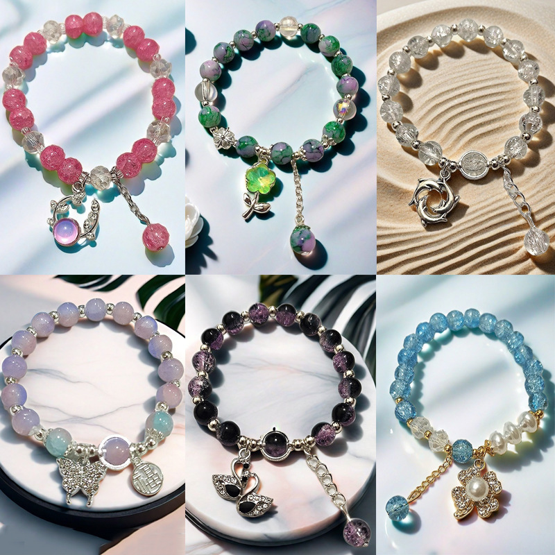 多款式摆摊跨境爆款琉璃手链女时气质甜酷风显白串珠手串手饰品批