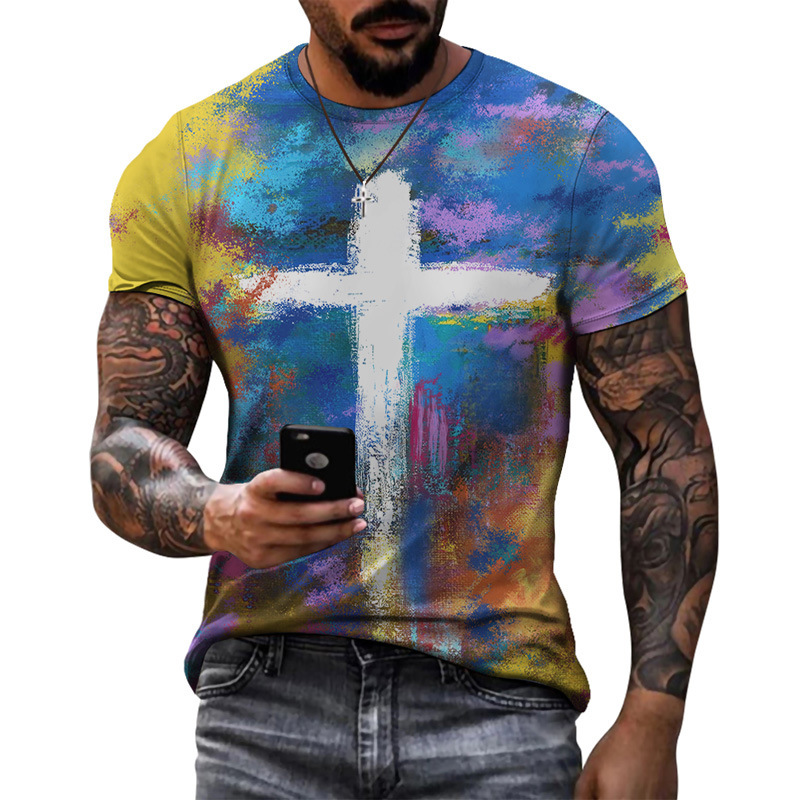 Moda de verano europea y americana, top de moda delgado de cuello redondo para hombres, camiseta juvenil, soporte, pedido de una pieza de cabello