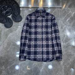 24SS CH重工の経典の皮の暗い紋様の格子のシャツのカップルの金の越境の専用です。