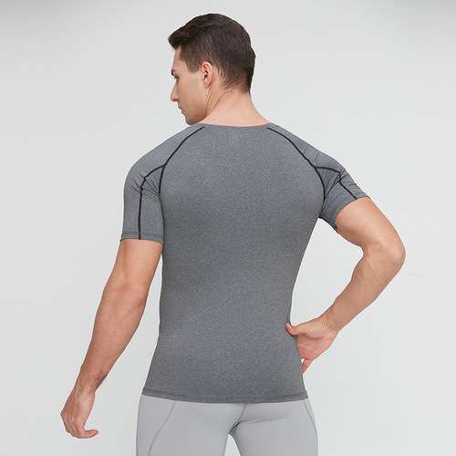 Fitness wear men's PRO tight short-sleeved T-shirt Marathon running elastic quick-drying clothing training wear G1032