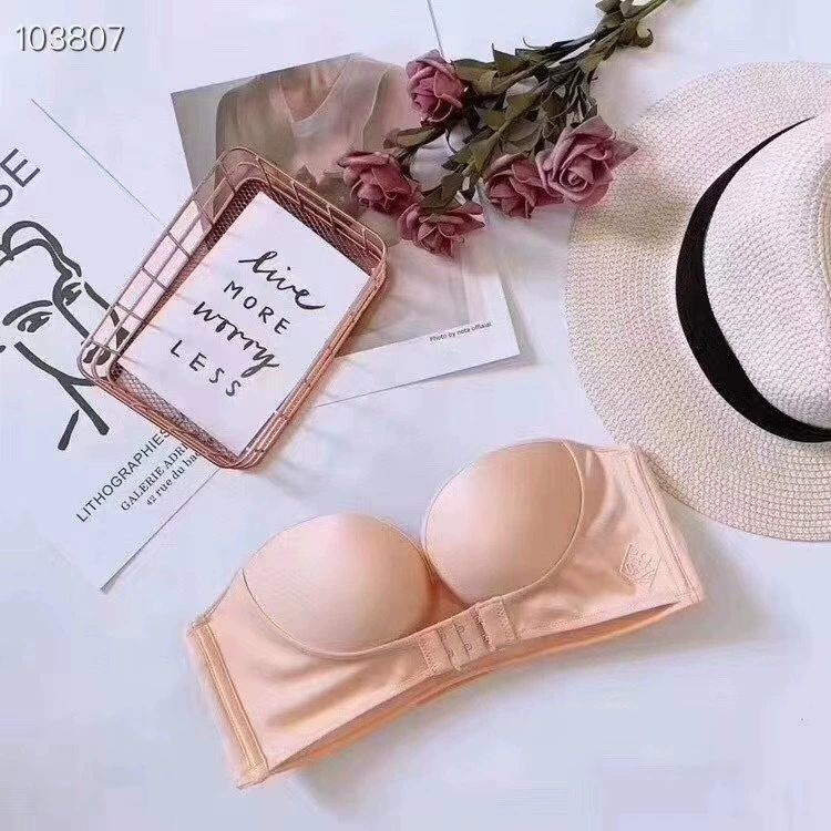 Невидимые нескользящие лямки, модное нижнее белье, поддерживающий беспроводной бюстгальтер, без бретелей, толщина увеличена