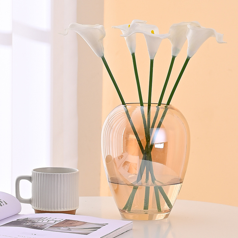 Vaso de vidrio nórdico sala de estar decoración floral lujoso de alta calidad mesa de comedor transparente simple botella de vidrio hidropónica