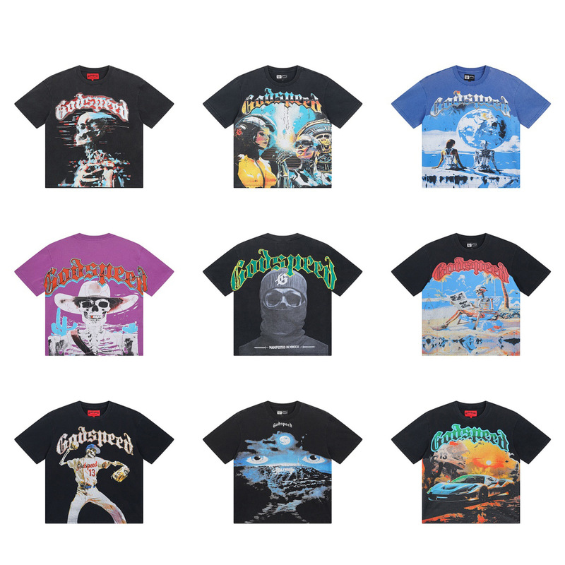 High-Quality Trendy Cross-Border Fashion Brand Rock Band Skull Print Loose Cotton T-Shirt with Vintage Wash Short Sleeves for Summer High-Quality Trendy Cross-Border Fashion Brand Rock Band Skull Print Loose Cotton T-Shirt with Vintage Wash Short Sleeves for Summer