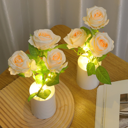 Rose night light creative simulation bouquet night light bedroom bedside lamp atmosphere light home decoration desktop ornaments