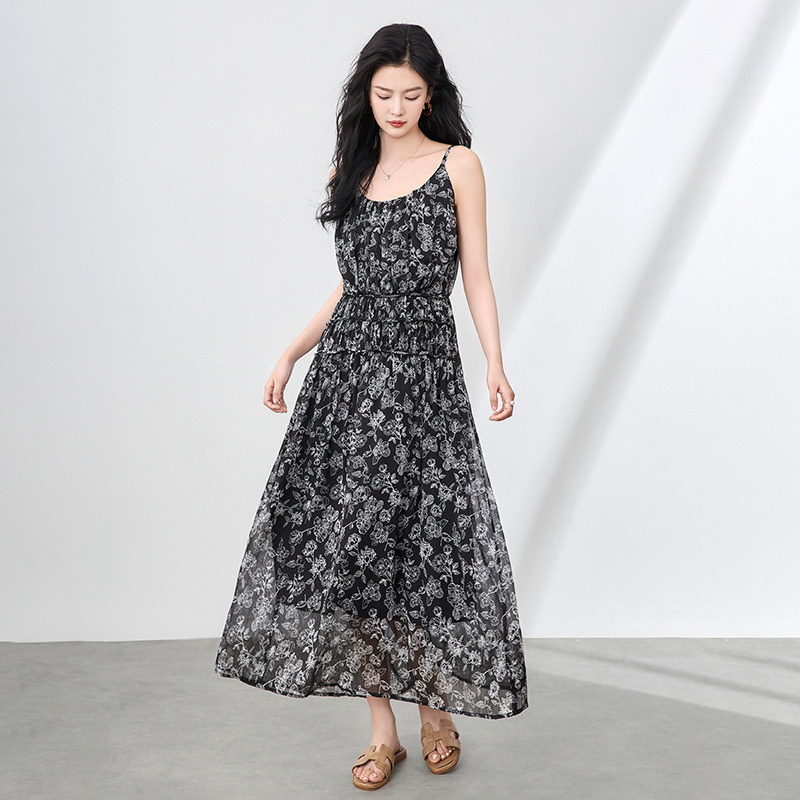 Đầm suông nữ midi mùa hè tay ngắn — 2423305 - Màu mơ chi tiết 4