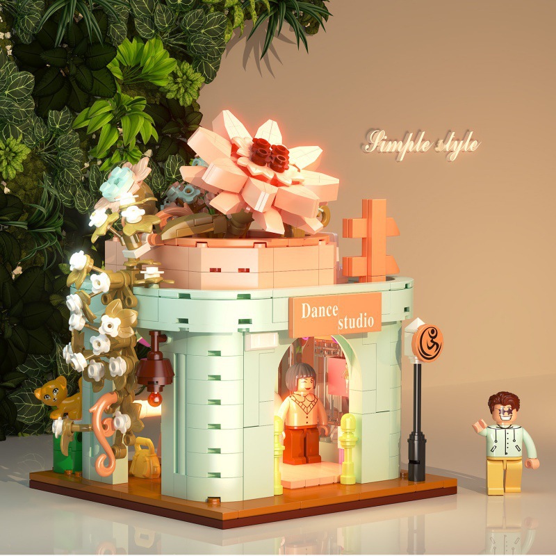 Zhe Gao612005 - 08 Conozca la sala de música, niños y niñas, escenas callejeras, ensamblaje de bloques de construcción, juguetes, adornos, modelo, regalo