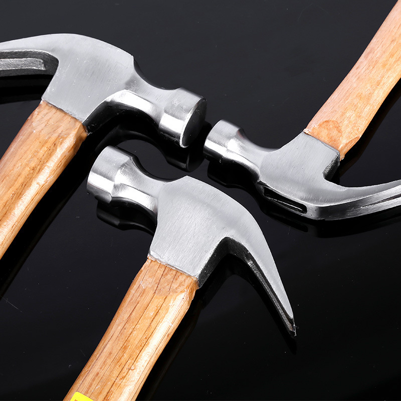 厂家直销锤子木柄高碳钢工地起钉 羊角锤