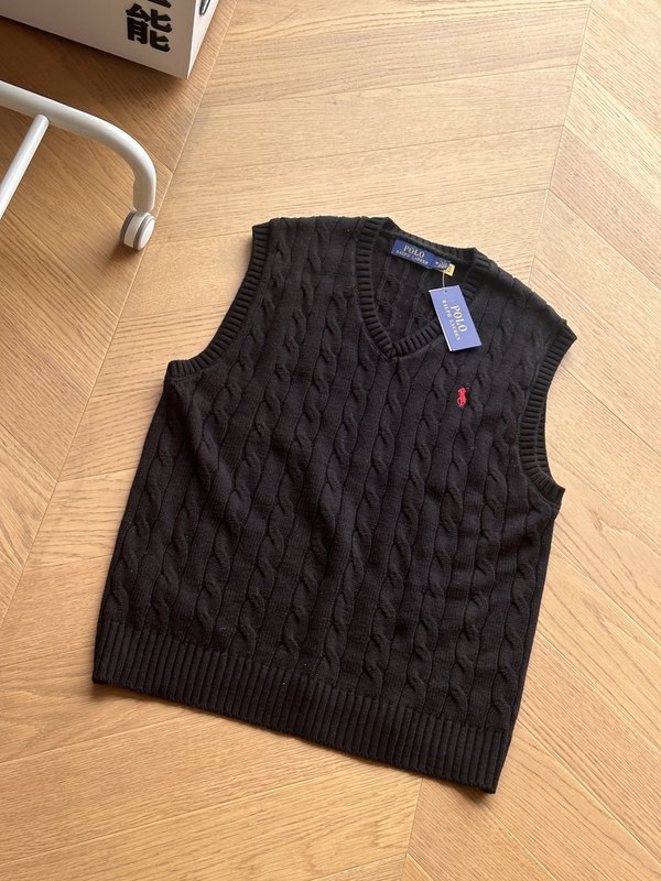 クロスボーダーコード RL ラフポニー刺繍小ラベルネットセレブセーターベストニットツイストセーター男性と女性用|undefined
