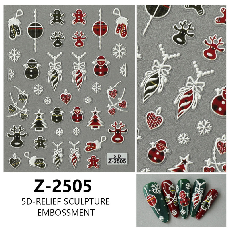 ヨーロッパとアメリカのクリスマスネイルアートステッカー漫画かわいい 5D 立体レリーフステッカー DIY ネイルアートアクセサリー子供のネイルステッカー|undefined