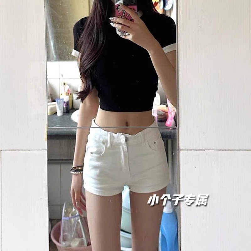 [Non-Real Shot] Hot Girl Sexy Hip-Hugging Jeans for Women, Elastic and Versatile, High-Waisted, Slimming Look, Tight-Fitting Hot Pants