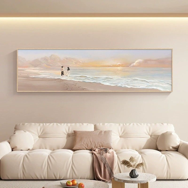 Scandinavian Bedroom Decoration Painting Couple Sea View Simple Master Bedroom Room Background Wall Hanging Painting Hotel High-End Bedside Painting
