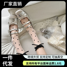 玻璃丝袜子女夏季薄款透明甜美蝴蝶结卡丝袜日系少女风可爱波点袜