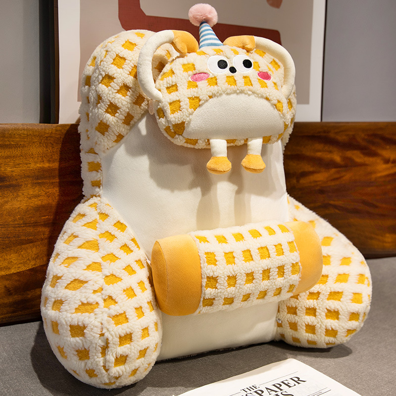 Dopamine-jaune / Oreiller-tête de coussin moyen [Recommandation du siège] [La doublure intérieure indépendante de 60 × 50 cm peut être démontée et lavée]