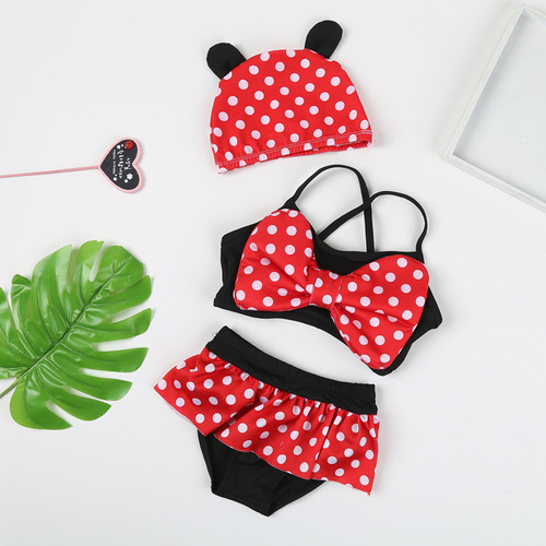 Infant swimsuit split cute polka dot briefs 0-3 years old princess baby girl hot spring swimsuit set wholesale