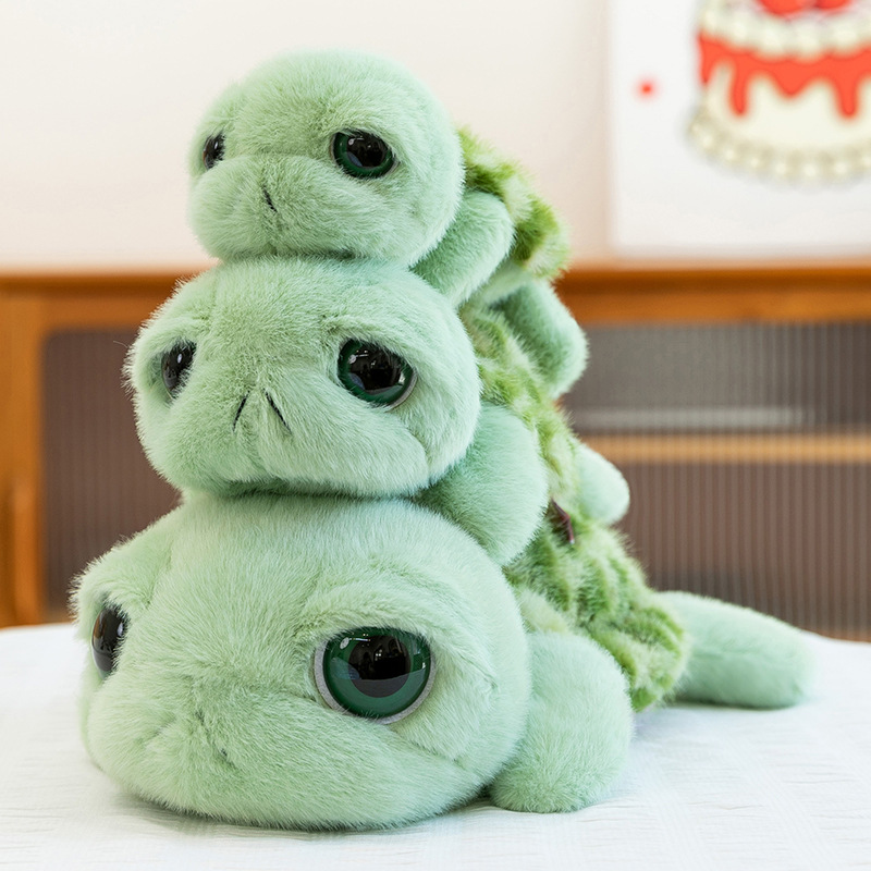 Big-Eyed Fortune Turtle Plush Toy, Cute Turtle Doll, Sleeping Pillow, Bed Decoration, Children's Companion Doll