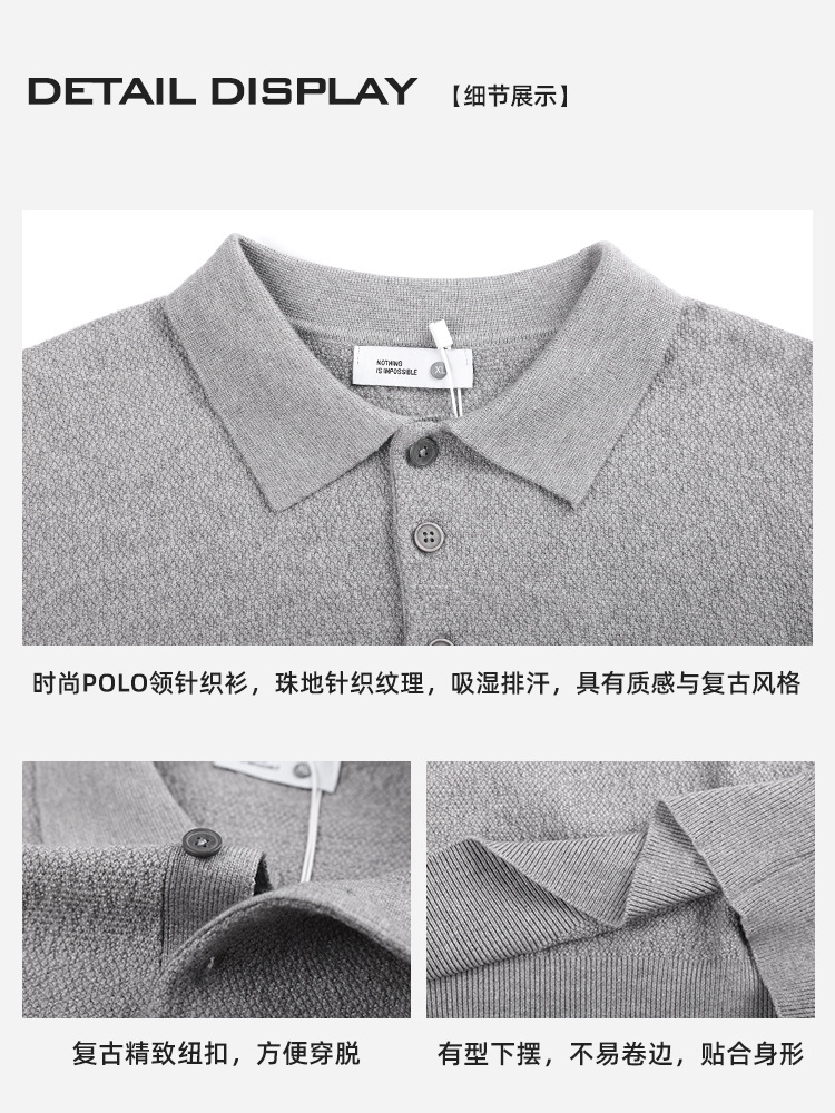 Hombres primavera y otoño nuevo botón de solapa camiseta de manga larga polo casual universal delgado suéter de alta calidad para hombres