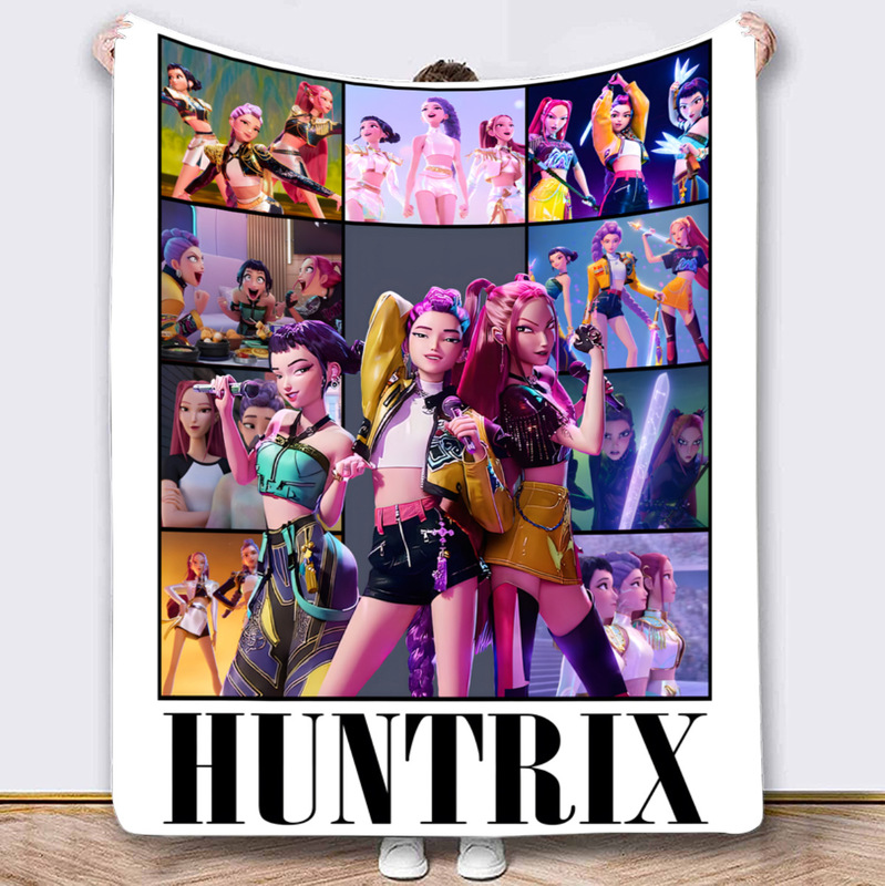 外国爆款K-POP猎魔女团（HUNTR/X）图案法兰绒毛毯 Demon Hunters|undefined