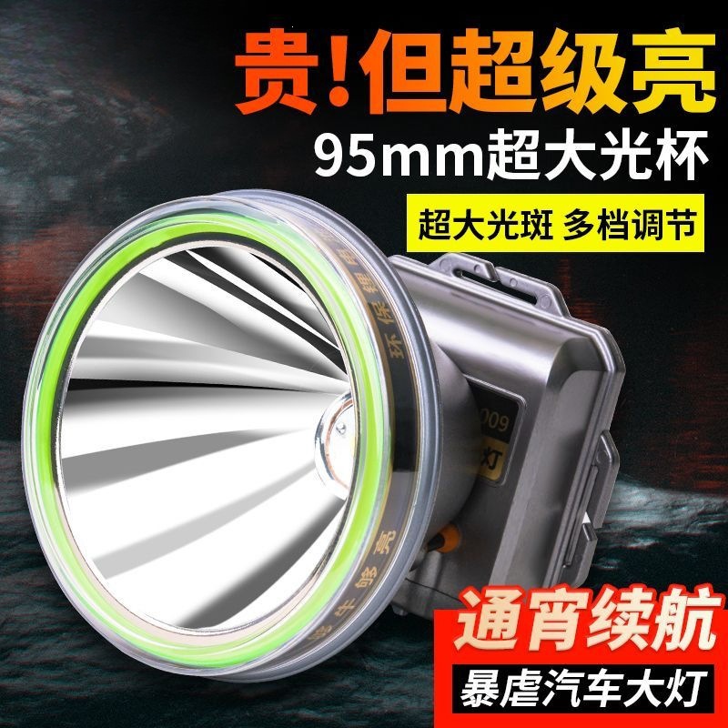 High-power rechargeable headlamp with super bright, long-range beam; lithium battery outdoor lighting fixture; wholesale.