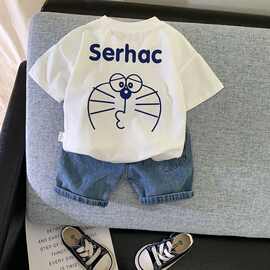 新款童装男童夏季套装中小童短袖体恤两件套婴幼儿宝宝洋气夏装潮