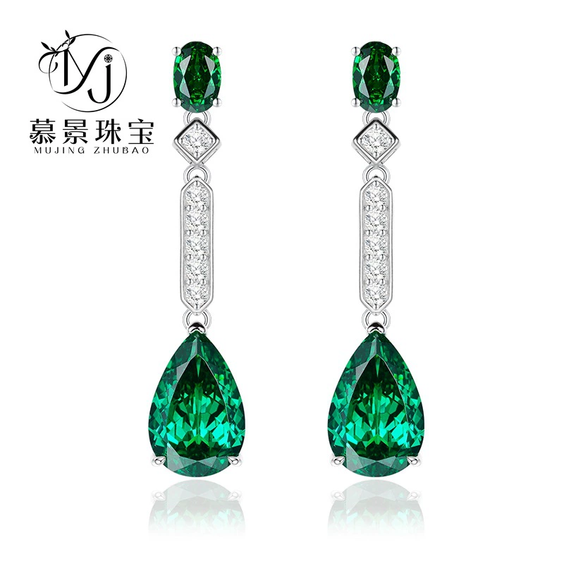 /Jewelry, зелёные брендовые серьги, коллекция 2023 года, образец серебро 925, 5 карат