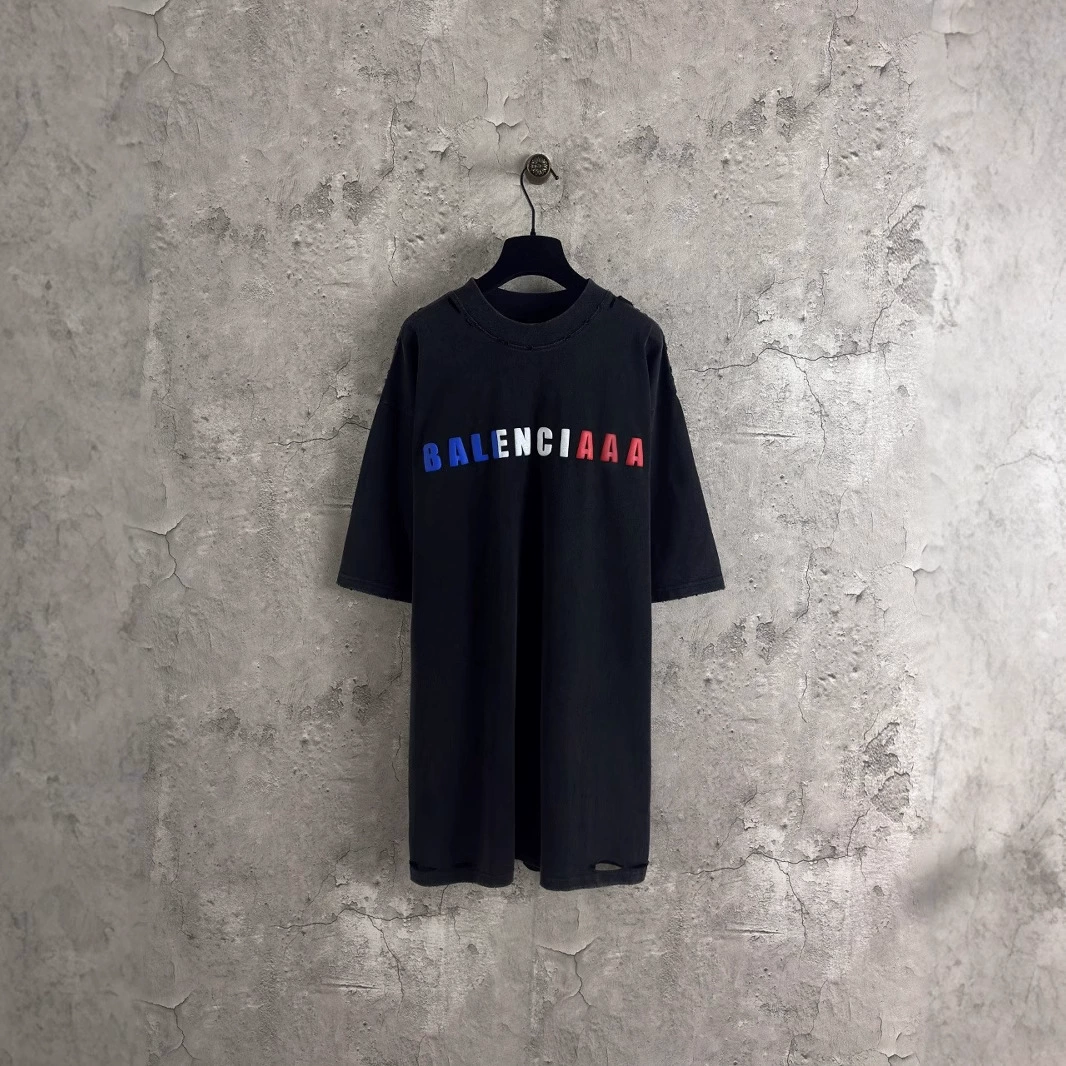 Правильная версия высококачественного бренда B 25SS, новый красочный логотип с пенопластовой печатью, потертые и потертые короткие рукава 2