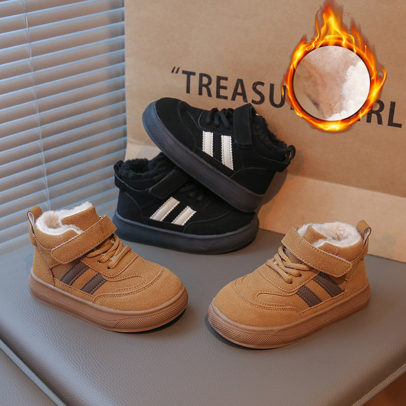 2025 New Winter Boys' Sports Cotton Shoes, Children's Running Shoes, Velvet and Thickened Girls' Running Shoes, Dropshipping