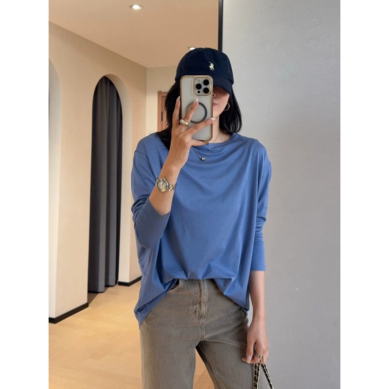 500+Lu Brand Soft and Stretchy Loose Slimming Yoga Top Boat Neck Long Sleeve T-Shirt for Women 26 Spring 056 #