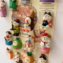 可爱猫咪冰箱贴杂货zakka面包咖啡店装饰礼物磁吸高颜值冰箱饰品