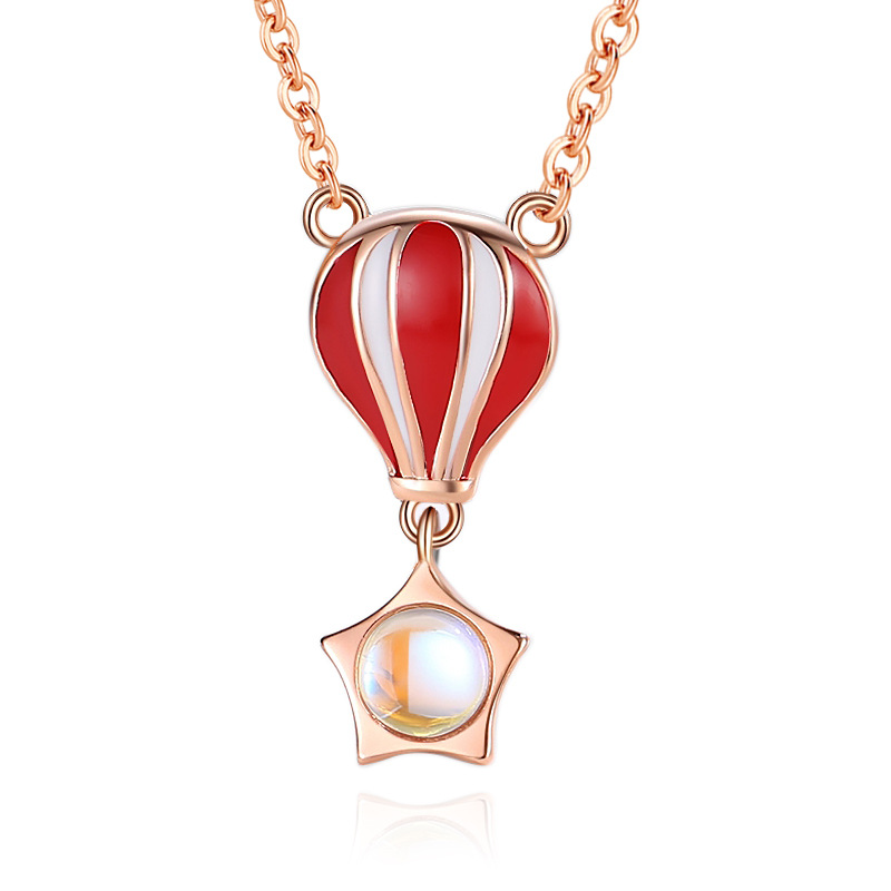 Collar de plata esterlina s925 estilo coreano creativo globo de aire caliente amor confesión romántica Cadena de clavícula estilo coreano de las mujeres moda plata esterlina