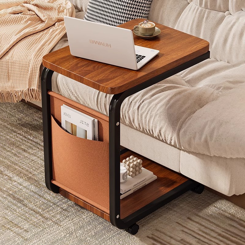 Mesa lateral de lujo ligera, carrito móvil, armario lateral de sofá, sala de estar moderna simple, mesa de centro, estante, mini mesita de noche