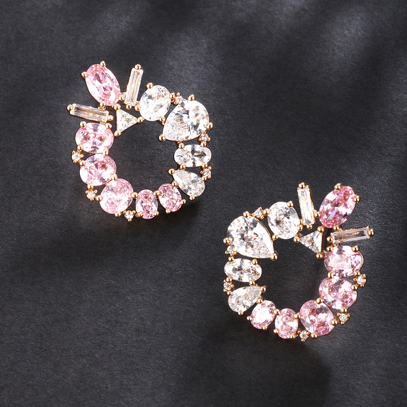 Pendientes de circonio cúbico sintético con incrustaciones de lujo ligero de temperamento de moda Xuping Pendientes de estilo de diosa de alta calidad