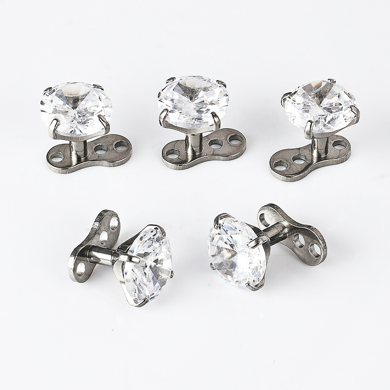 Zesen G23 Titanium Alloy Subcutaneous Buried Nail Zircon Internal Thread Lockbone Nail with Base suit Puncture Jewelry detail image 9