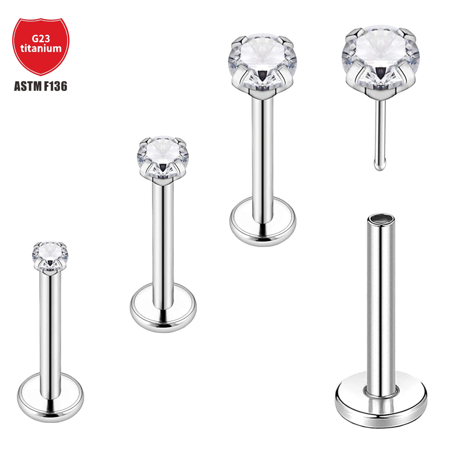 Pointed titanium steel lip stud product view