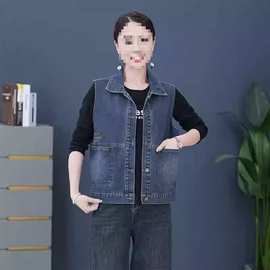 时尚牛仔马甲女秋季洋气宽松休闲短款小个子无袖坎肩背心外套