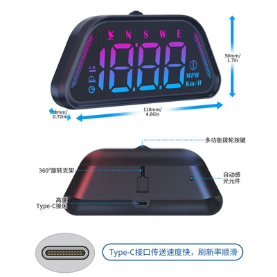 Vehicle HUD for Cars with Beidou Gps