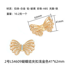 Soldered shoe buckle metal bowknot point diamond shoe flower decoration buckle alloy clip buckle pearl shoe surface decoration accessory hardware