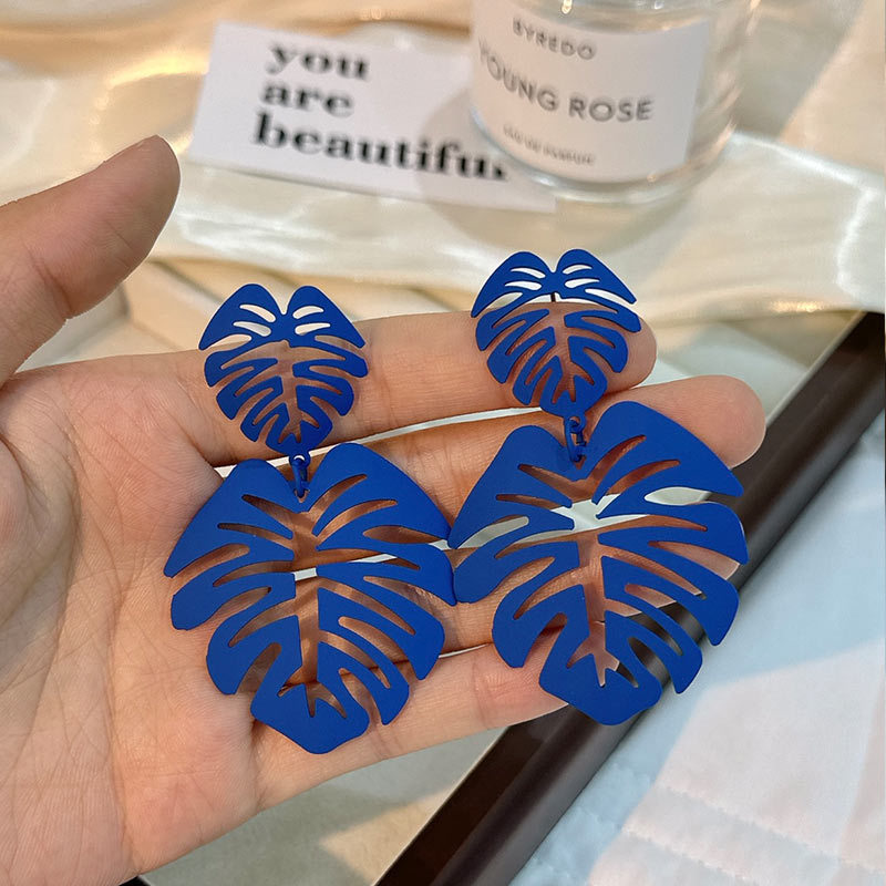 1 Pair Basic Leaf Stoving Varnish Alloy Drop Earrings display picture 3