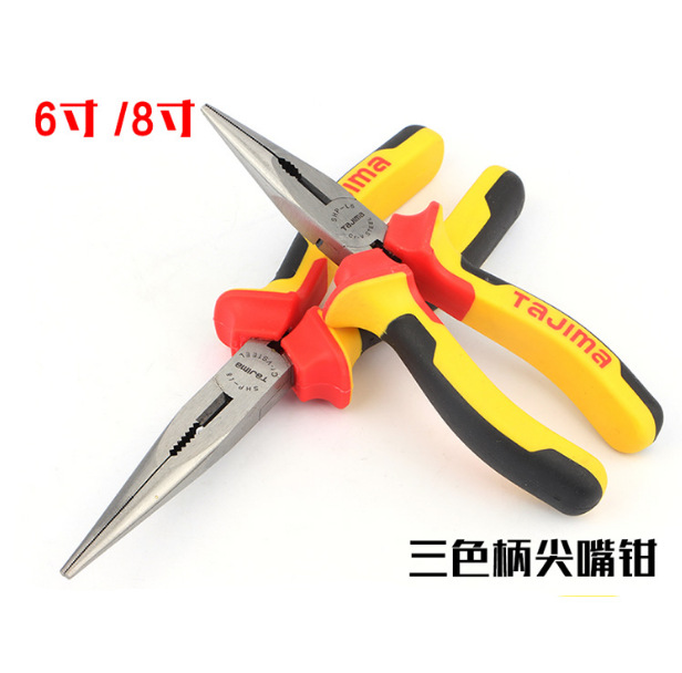 田岛尖嘴钳2207美式尖嘴钳6寸8寸电工钳田岛三色尖嘴钳SHP-L8 L6