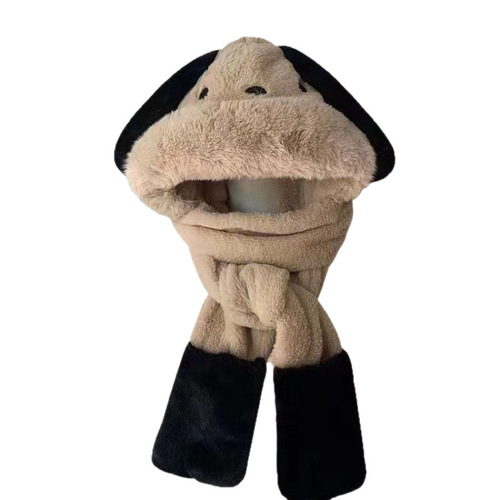 Pacha dog plush, thickened chanel style three-piece set, handmade collar, hat, scarf, gloves, integrated hat, chanel style