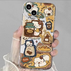 咖啡KT貓適用蘋果15promax手機殼iPhone14/13卡通11 12精孔透明XR
