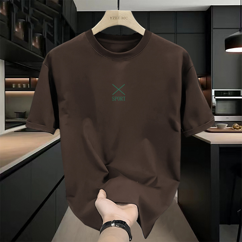 Coffee-colored - 673 short-sleeved shirt - 100% cotton