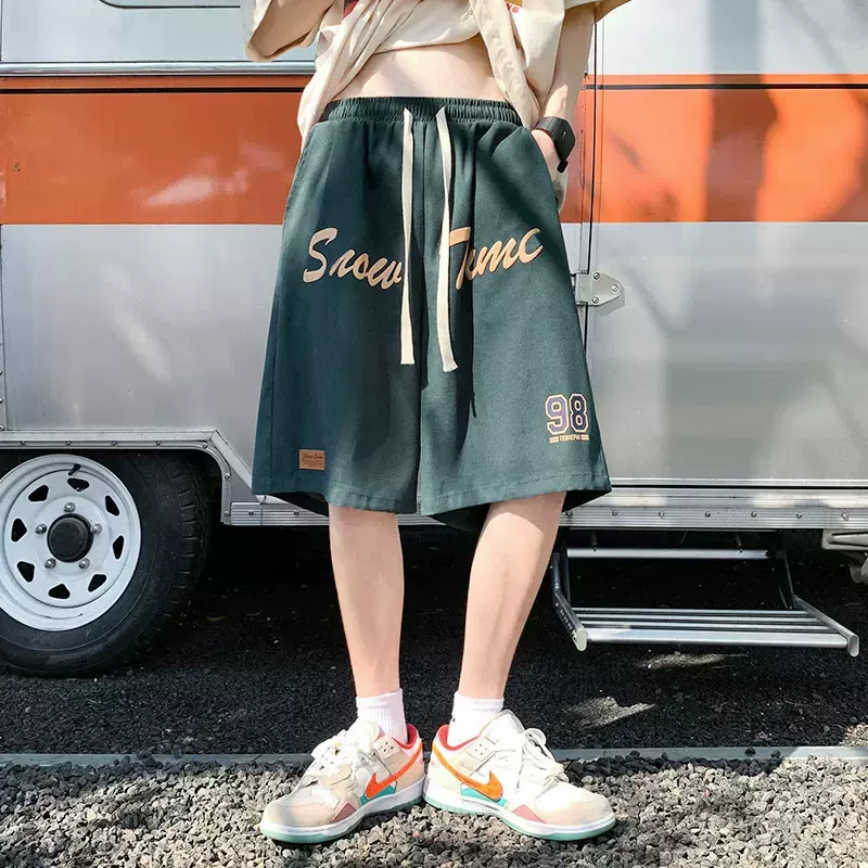 美式短裤男夏季休闲薄款运动裤子五分潮牌复古高街ins宽松大裤衩