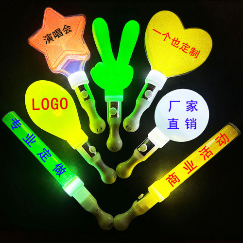 Glitter finger stick, glowing OK stick, heart glow stick, concert event cheering props, label logo wholesale