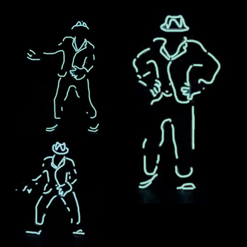 El luz fría MJ fluorescente danza rendimiento apoyos fluorescente danza traje ropa luminosa etapa rendimiento traje